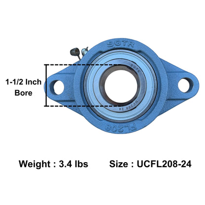 UCFL208-24 Two-Bolt Flange Bearing – 1-1/2" inch Bore