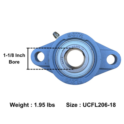 UCFL206-18 Two-Bolt Flange Bearing 1-1/8" Inch Bore