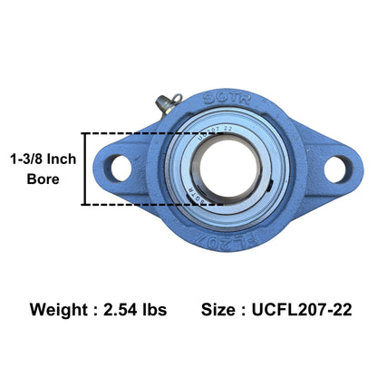UCFL207-22 Two-Bolt Flange Bearing 1-3/8" Inch Bore